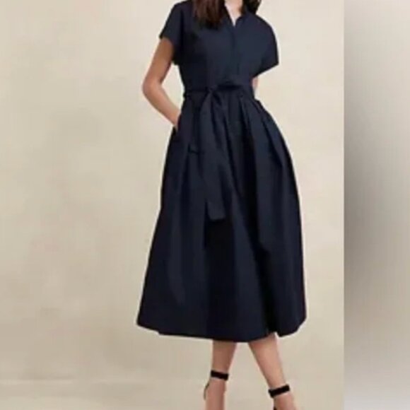 Banana Republic Poplin Shirt Dress w/ tie - Picture 1 of 6